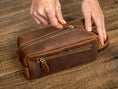 Load image into Gallery viewer, Leather Dopp Kit: The Perfect Wedding & Christmas Gift | Custom Leather Toiletry Bag for Men