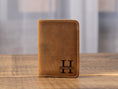 Load image into Gallery viewer, Front Pocket Wallet, Custom Leather Wallet, Slim front pocket bifold wallet, Personalized Slim Wallet, Card Holder, Engraved Wallet