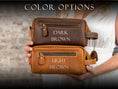 Load image into Gallery viewer, Custom Toiletry Bag with Liner and zipper, Personalized Leather Dopp Kit for Men, Travel Shaving Bag for Dad, Christmas Gift for Men
