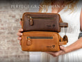 Load image into Gallery viewer, Custom Toiletry Bag with Liner and zipper, Personalized Leather Dopp Kit for Men, Travel Shaving Bag for Dad, Christmas Gift for Men
