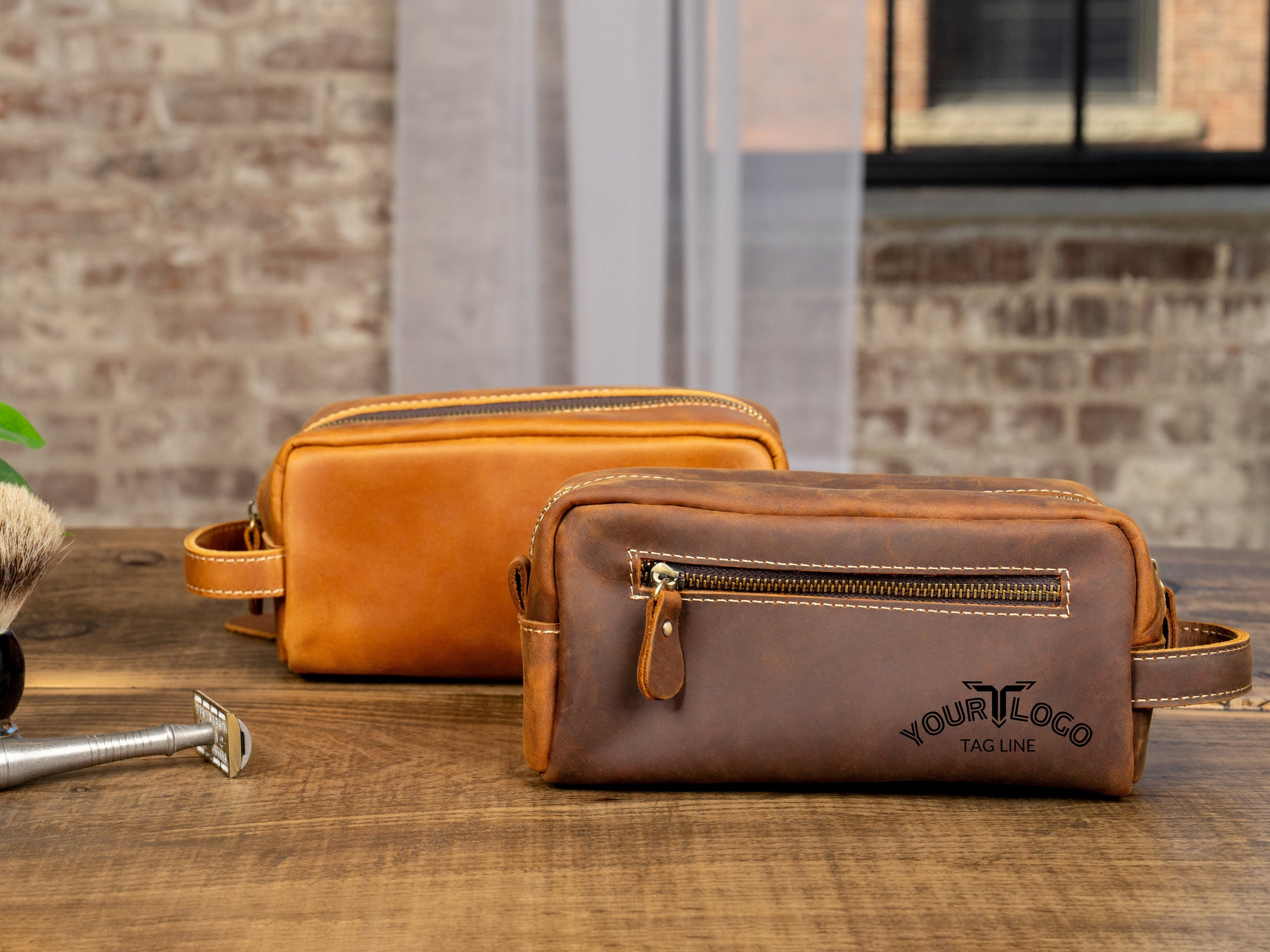 Custom Toiletry Bag with Liner and zipper, Personalized Leather Dopp Kit for Men, Travel Shaving Bag for Dad, Christmas Gift for Men