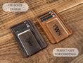 Load image into Gallery viewer, Personalized Leather Magnetic Money Clip, Small Front Pocket Card Holder, Christmas Gift for Him, Slim Wallet with Money Clip
